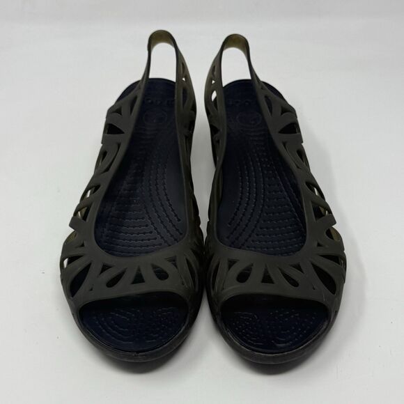 Crocs Adrina III Wedge Sandals Womens 9 Black Open Toe Summer Comfort Casual - Picture 6 of 15